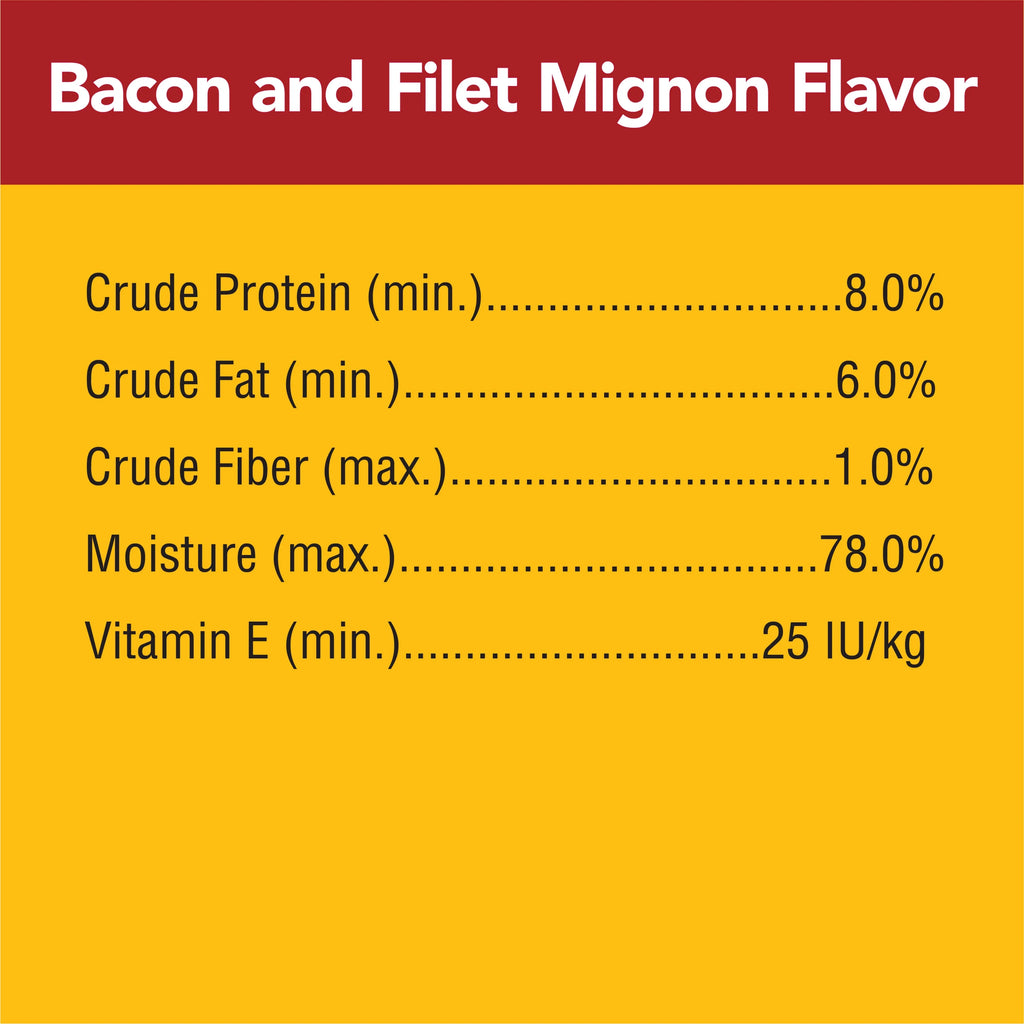 (16 pack) Adult Soft Wet Dog Food Bacon and Filet Mignon Flavor, 3.5 oz Pouch Q743