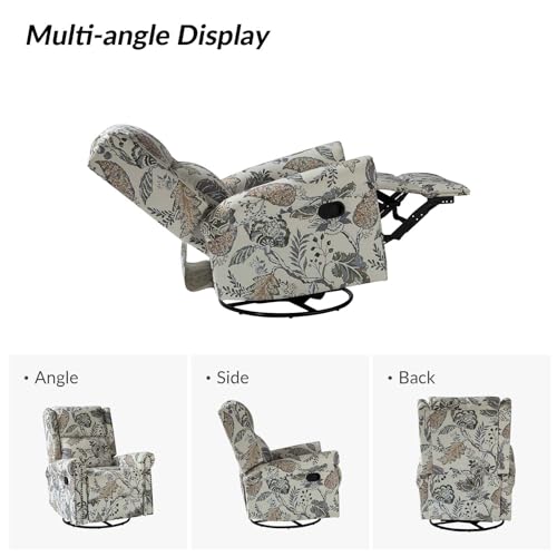Set of 2 Manual Swivel Glider Recliner with Adjustable Backrest Footrest, BLK FLORAL C754105