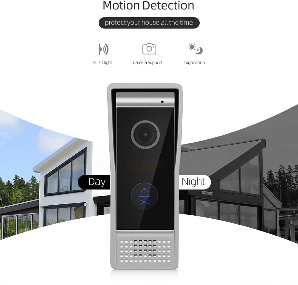 Wireless Smart IP Doorbell with Camera and Monitor, 7 Inch, 32GB SD Card, Night Vision V415