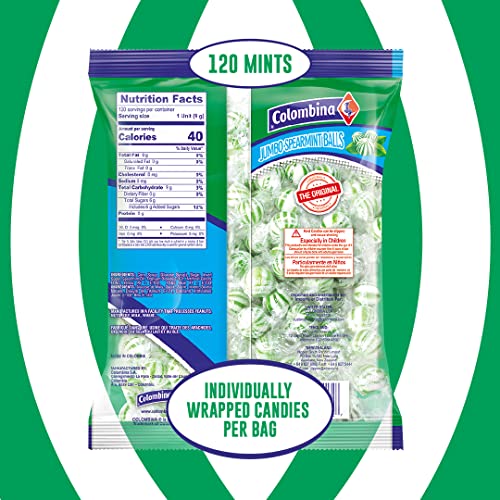 Jumbo Mint Balls, Red & White Peppermint Hard Candy Balls, Individually Wrapped (120 Count - 1 Pack) F6645