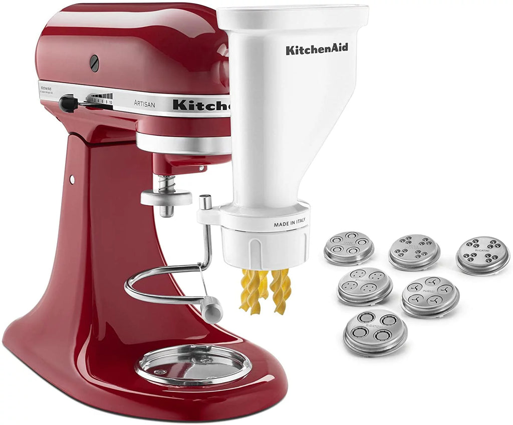White Pasta Press Attachment with 6 Interchangeable Pasta Plates I792062