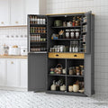 White Freestanding Tall Cupboard Storage Cabinet with 3 Adjustable Shelves and 3 Drawers J140856