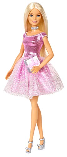 Blonde Hair Blue Eyes Doll with Pink Glitter Party Dress C289931