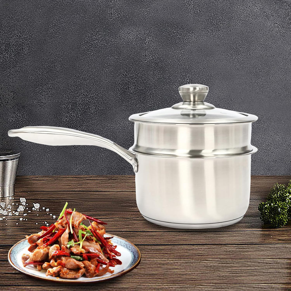 2-Layer Stainless Steel Steamer Pot with Transparent Lid E943438