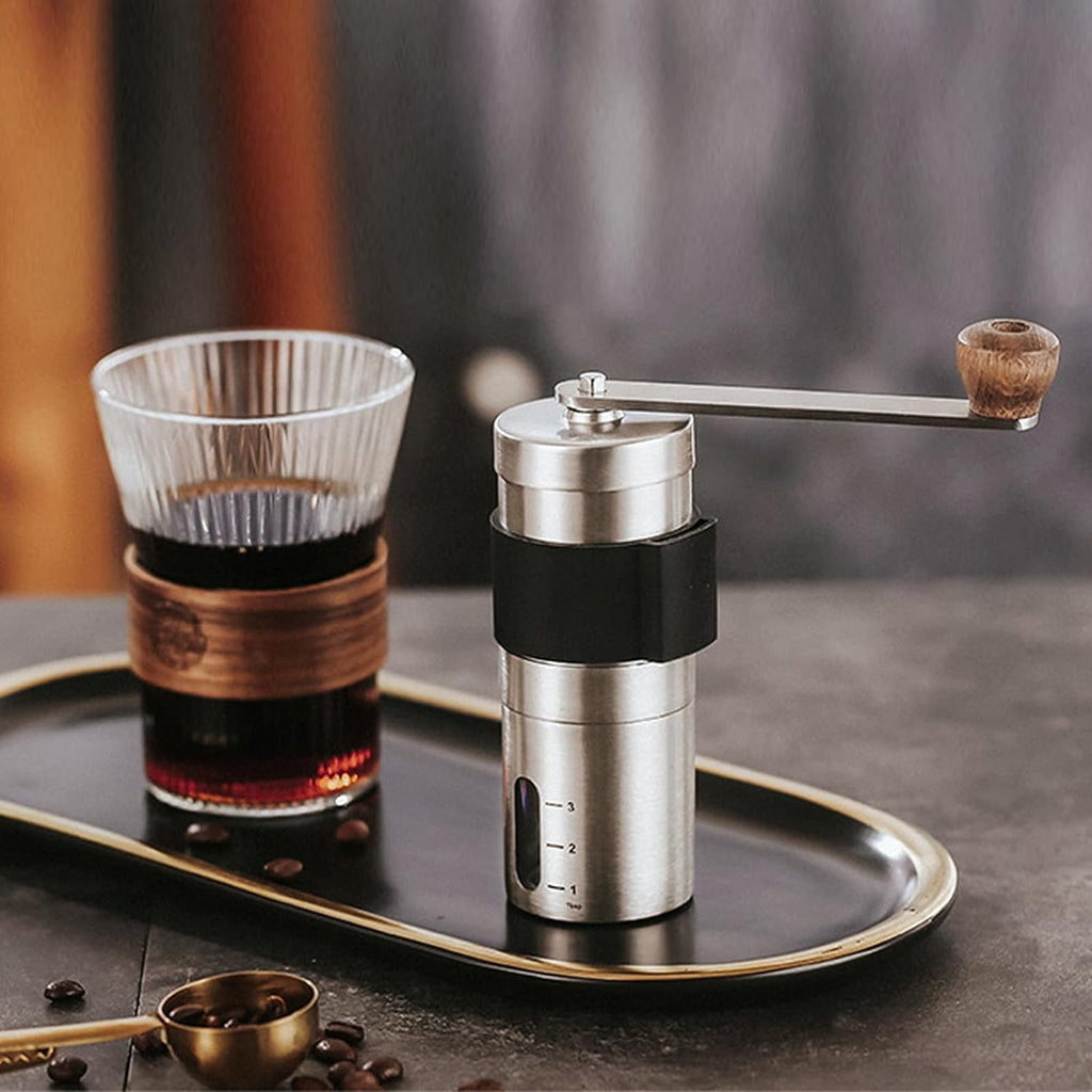 Brown Stainless Steel Manual Ceramic Burr Coffee Grinder W277