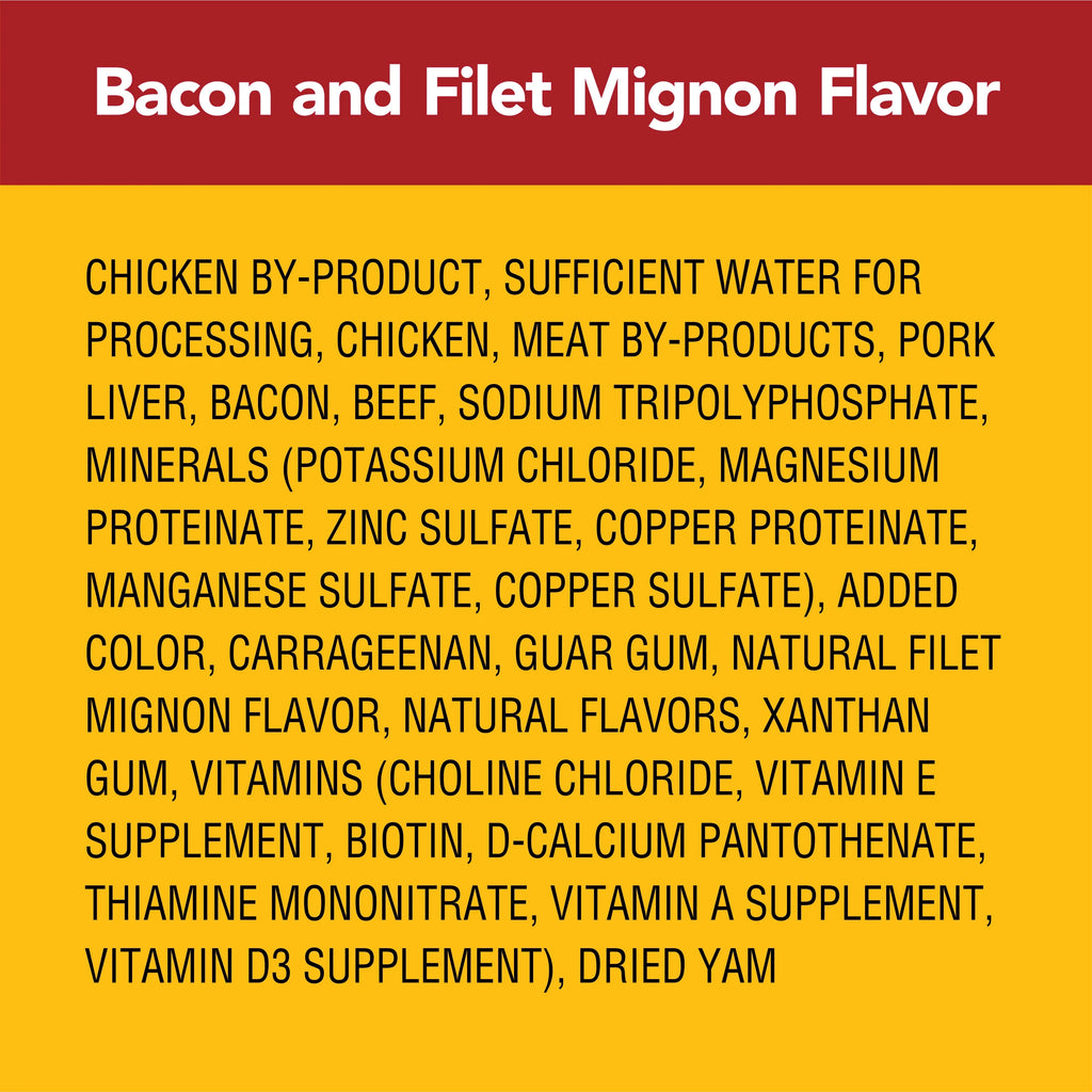 (16 pack) Adult Soft Wet Dog Food Bacon and Filet Mignon Flavor, 3.5 oz Pouch Q743