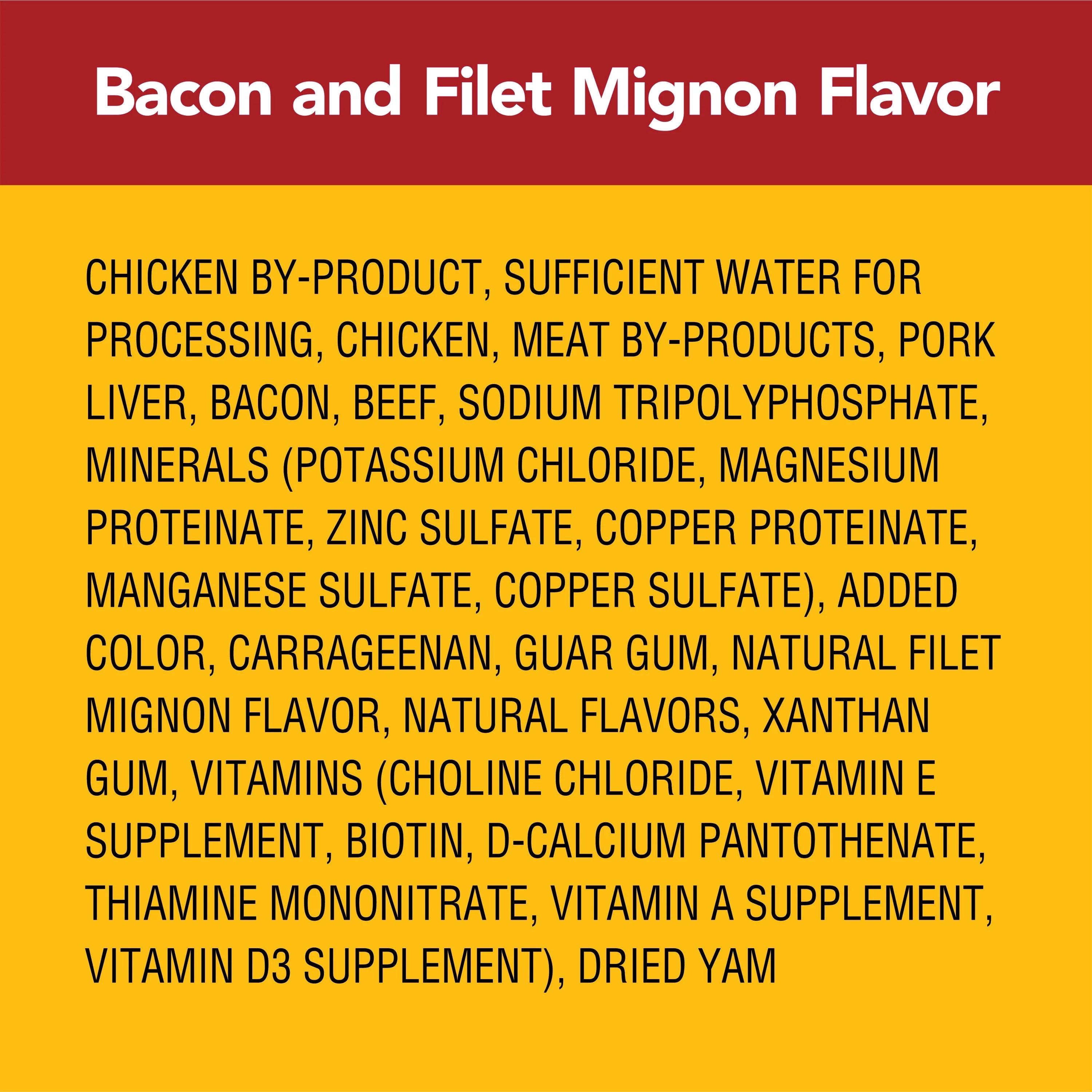 (16 pack) Adult Soft Wet Dog Food Bacon and Filet Mignon Flavor, 3.5 oz Pouch Q743