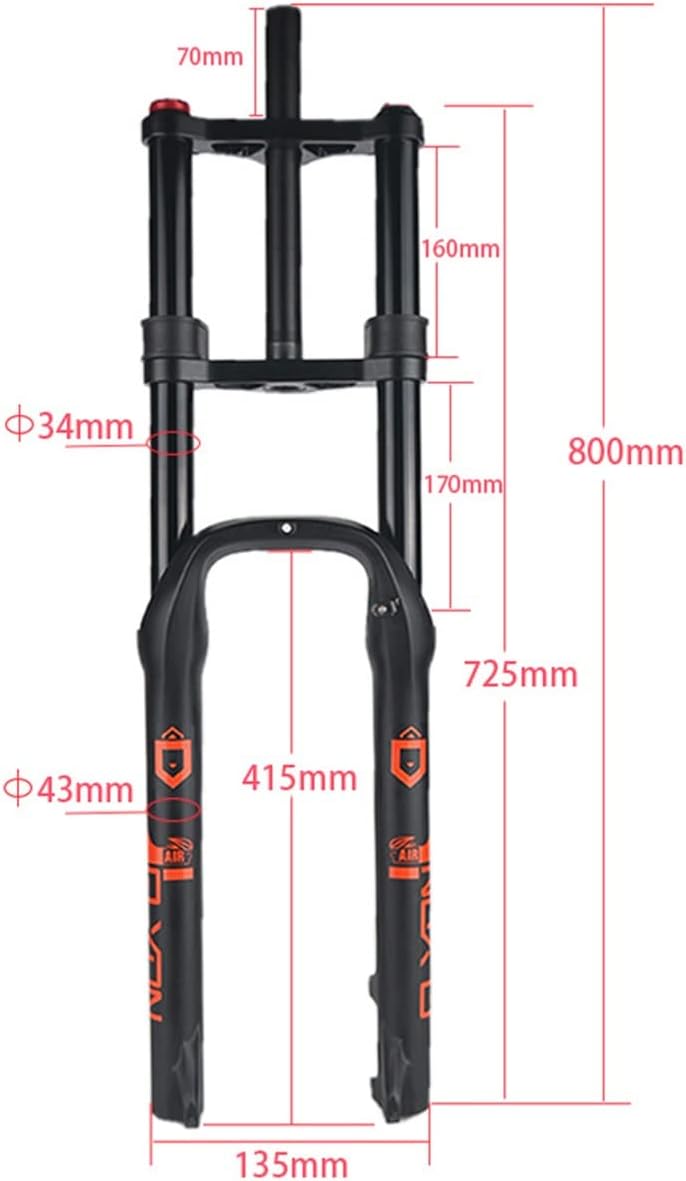 26 Inch 4.0" Tire Fat Bikes Fork Straight Double Shoulder Disc Brake Adjustable Rebound B738209