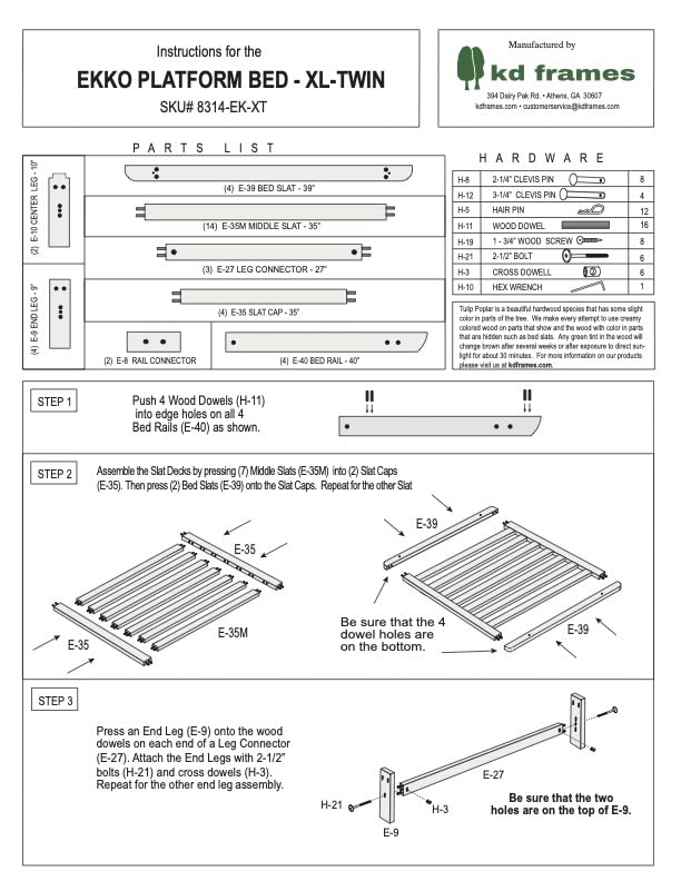 Queen Unfinished Solid Wood Platform Bed J6876