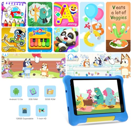 Pink 7 inch Android 12 Tablet 2GB 32GB with Shockproof Case Q29496