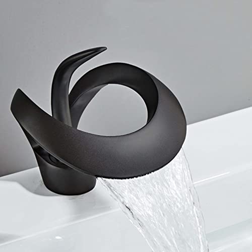 Black Solid Brass Single Handle 1-Hole Bathroom Vessel Sink Faucet H102826