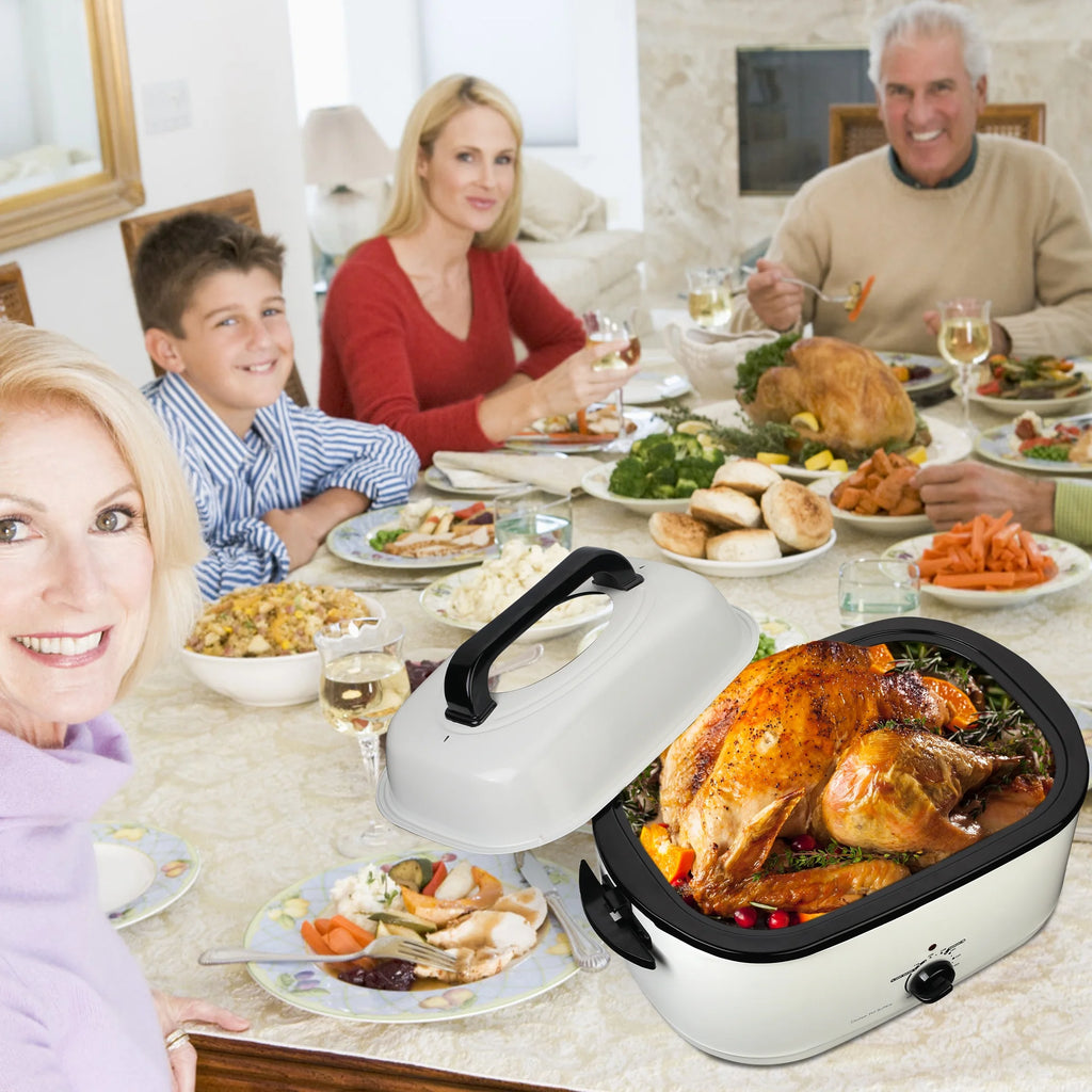 White 26 Quart Stainless Steel Electric Roaster Oven U627667