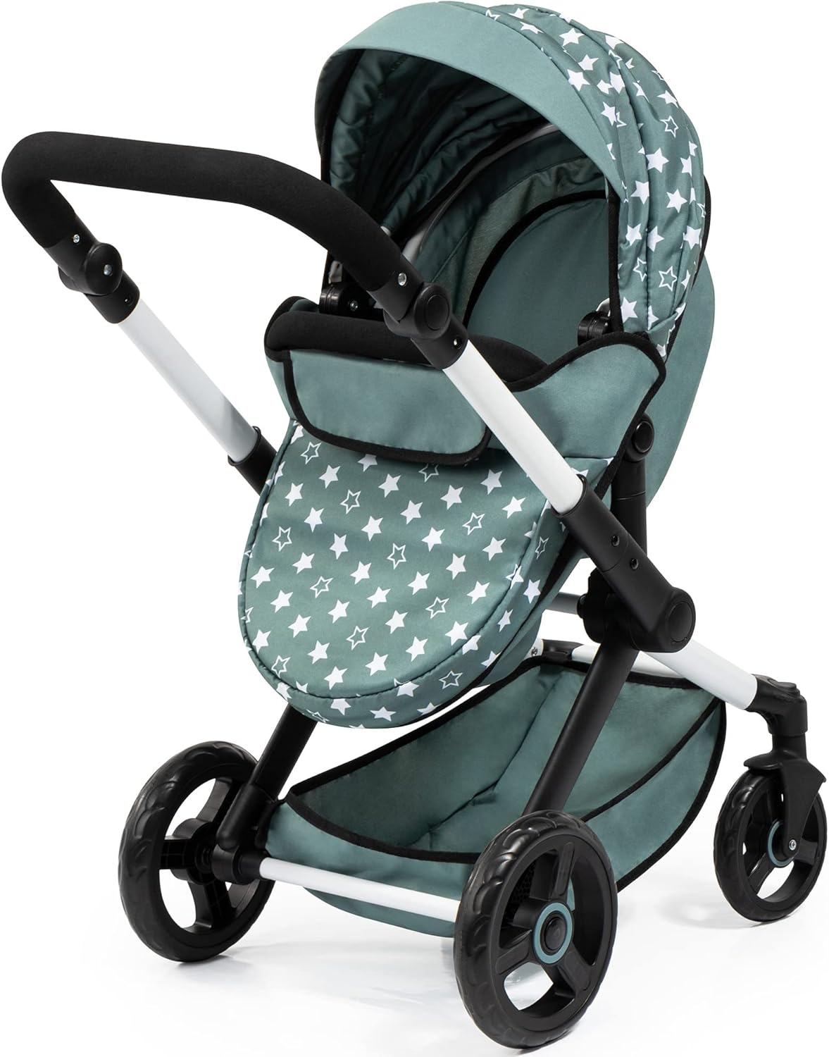 Stars Green & White Doll Pram with Handbag X606202