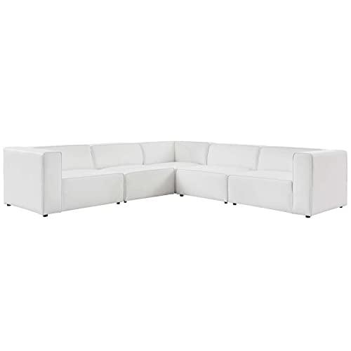 White Vegan Leather 5-Piece Sectional Sofa L843591