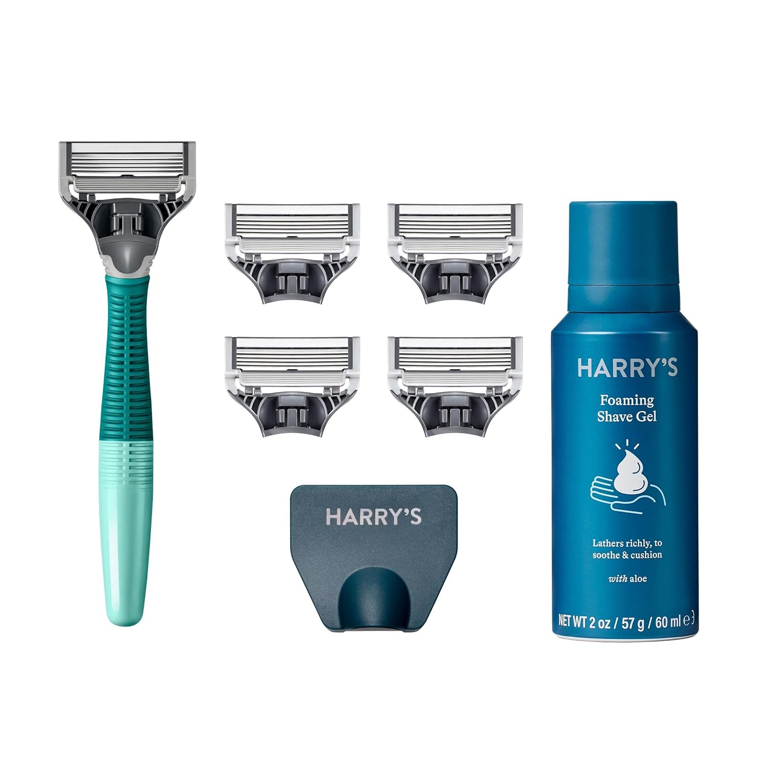 Men's Razor Set with 5 Razor Blade Refills, Travel Blade Cover, 2 oz Shave Gel (Sage) & Razor Blades Refills - 10 count I377146