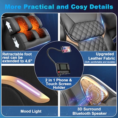 Zero Gravity Massage Chair with 10 Fixed Rollers, Heating, Bluetooth Speaker B580491