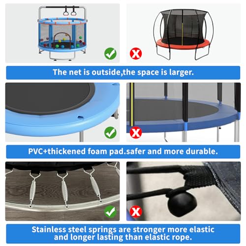 55" Small Trampoline with Enclosure Net and Basketball Hoops L61093