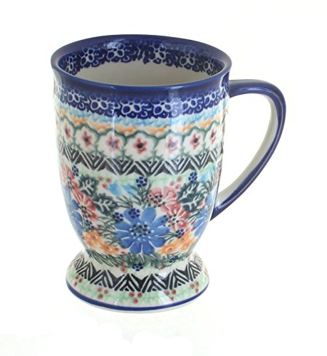 Blue Rose Polish Pottery Pedestal Coffee Mug Y388218