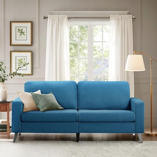 Navy Blue Faux Leather 79" Wide Sofa E5576