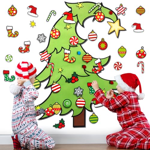 Felt Christmas Tree Ornaments Wall Hanging Xmas Tree Crafts Kit 30 Ornaments 3.12 FT A69845