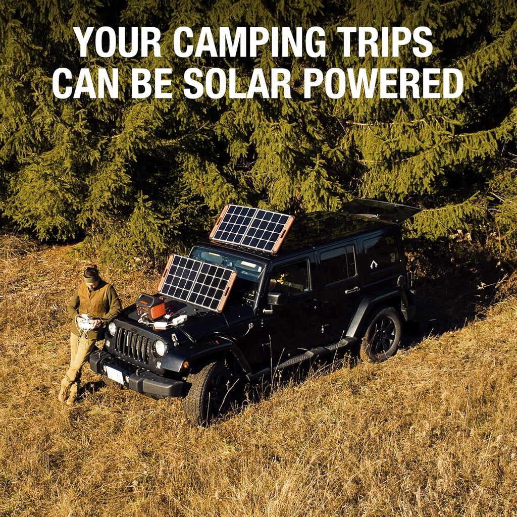 Solar Generator 1000 with 2X SolarSaga 100W and 3x110V/1000W AC Outlets Lithium Battery Pack H9673