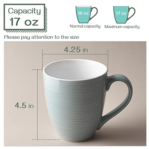 White Ceramic Coffee Mugs Set of 6, 17 Oz I4416