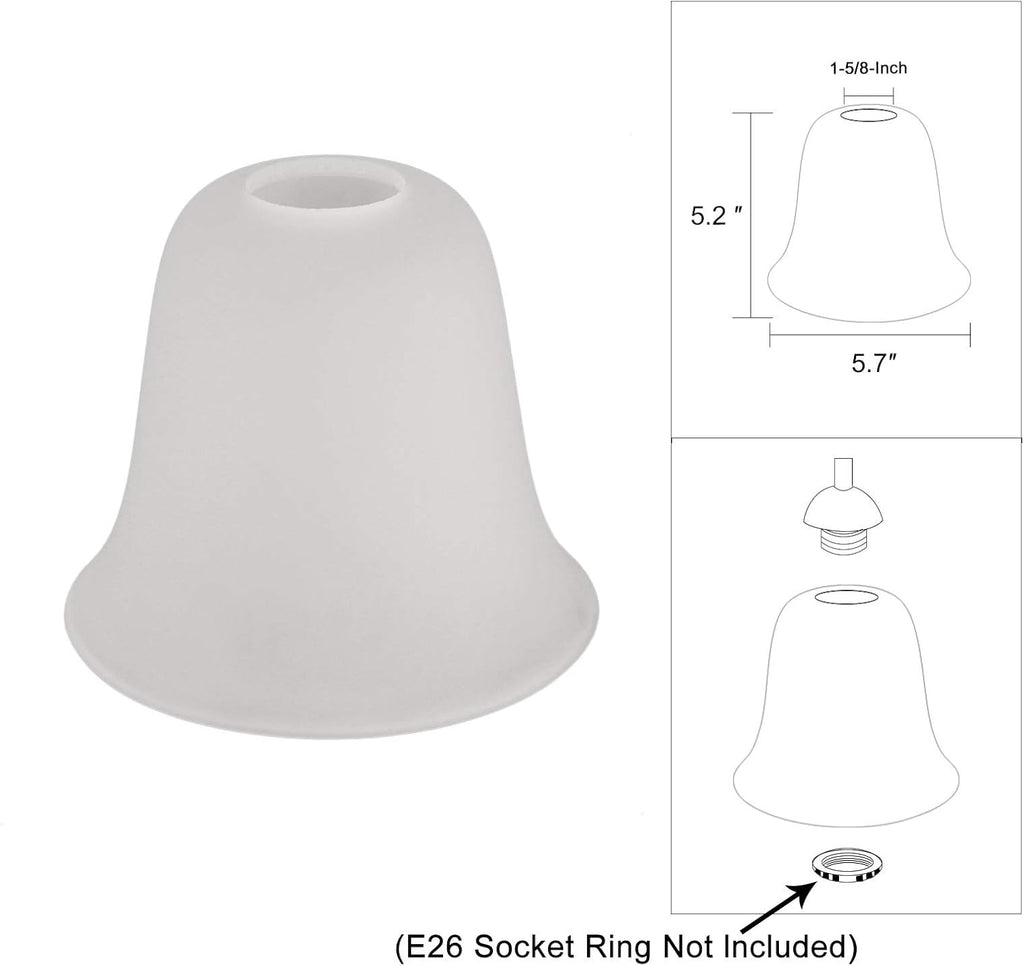 4 Pack Frosted Glass Lamp Shade Replacement with 1-5/8-inch Fitter Opening N556