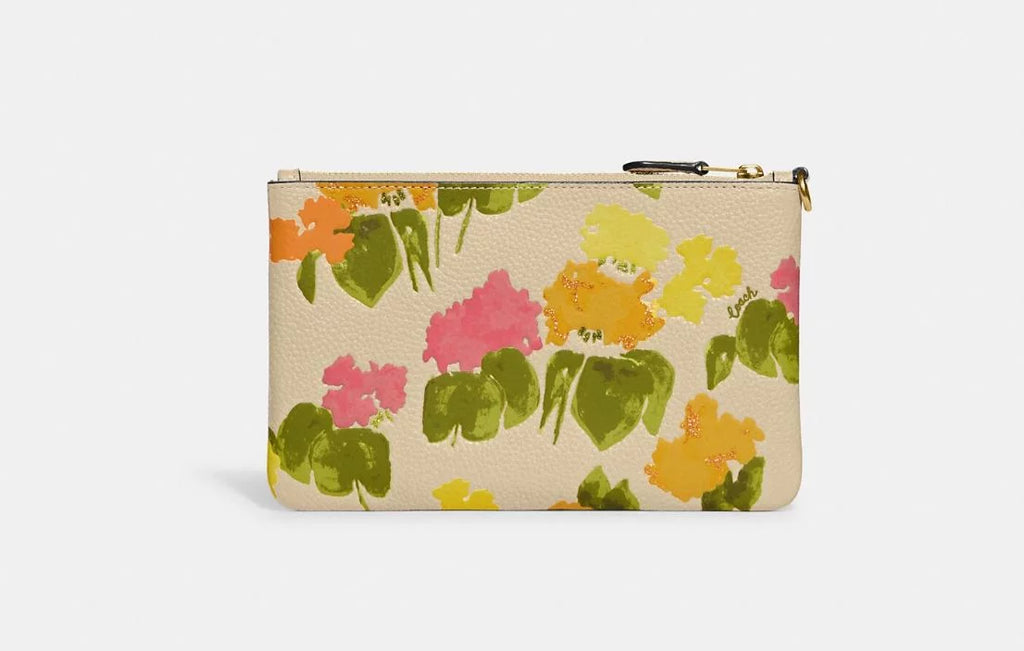 Womens Floral Printed Leather Small Wristlet G10905