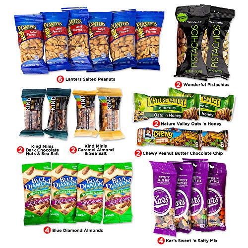 37 Count Assorted Granola Bars, Breakfast Bars, Nuts, Fruit Bars Snack Box H856