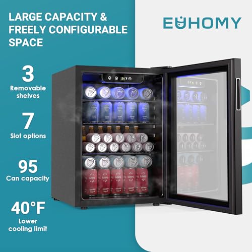 100 Can Beverage Refrigerator Mini Fridge with Glass Door, 2.7 cu.ft M836