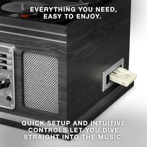 Natural 3-Speed Turntable with CD & Cassette Player, AM/FM Radio W370