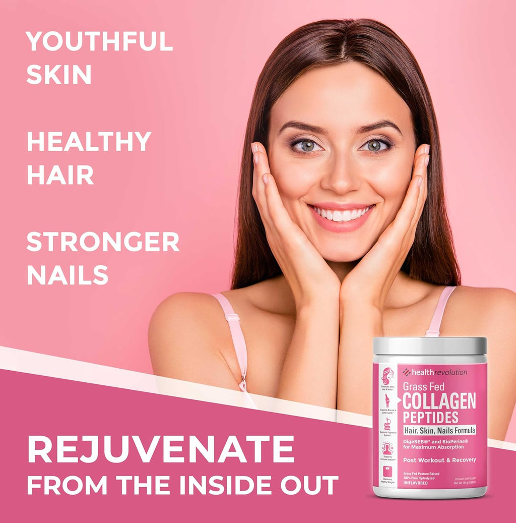 Hydrolyzed Collagen Peptides Powder, Grass-Fed, Types I & III, Unflavored, 35 Servings A511