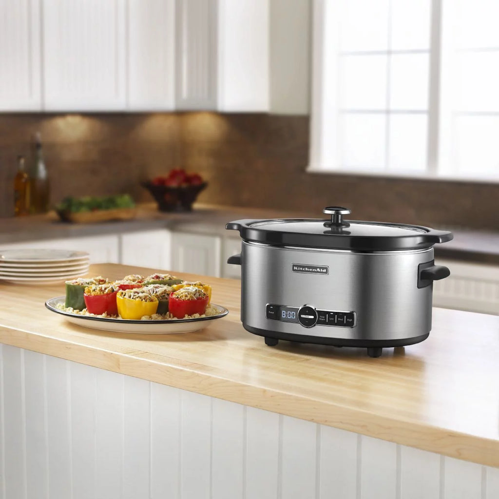 6-Quart Stainless Steel Slow Cooker with Glass Lid O416