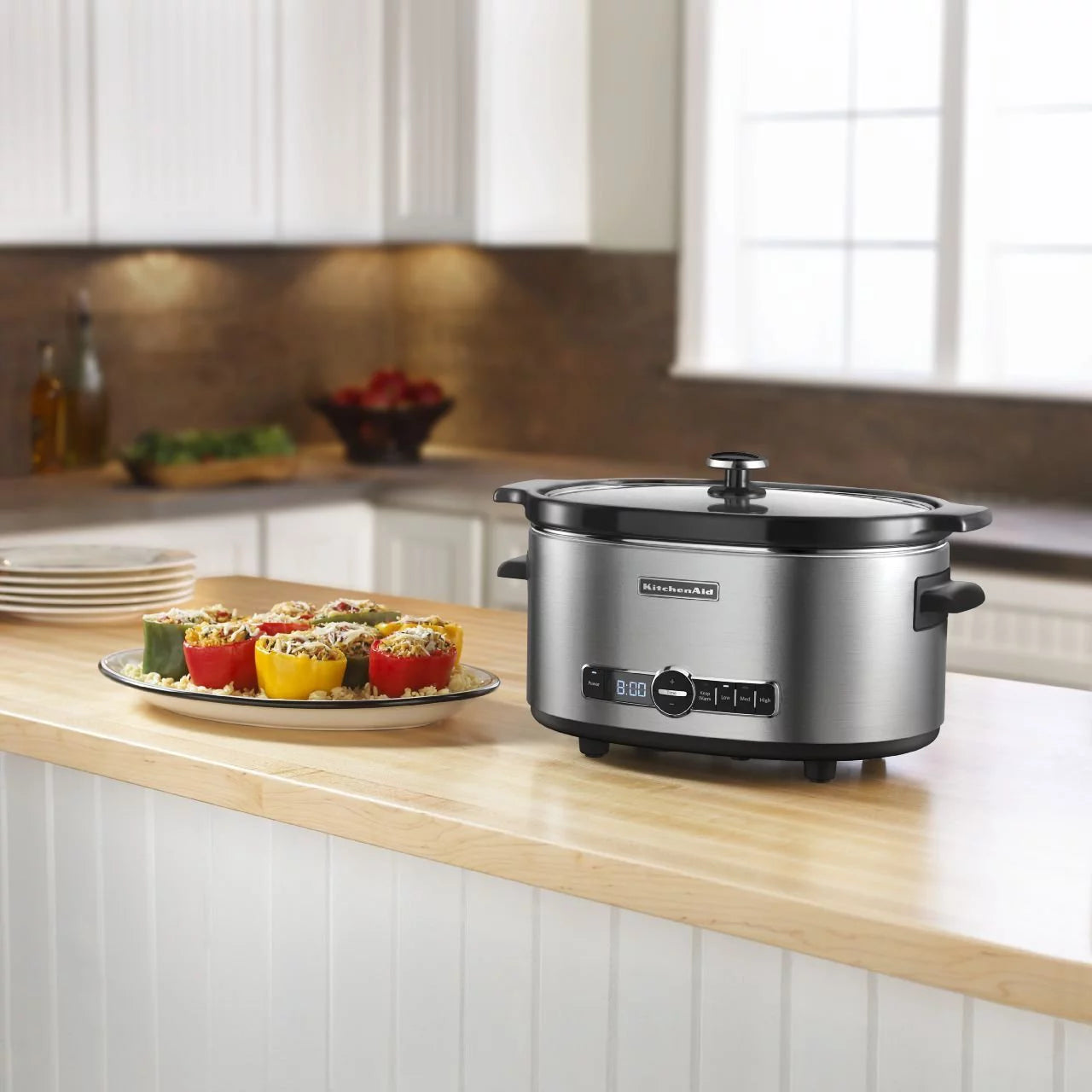 6-Quart Stainless Steel Slow Cooker with Glass Lid O416