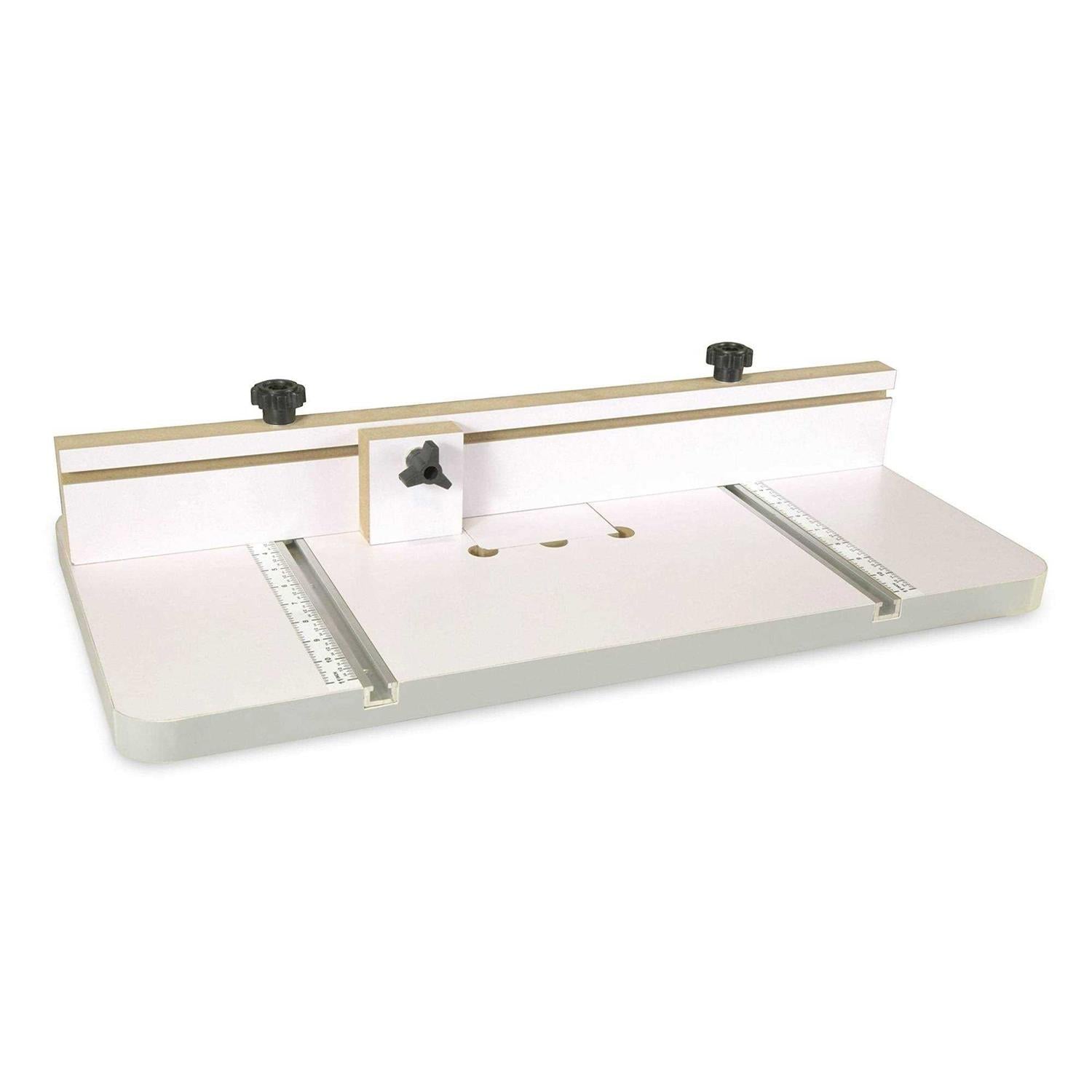 24 in. x 12 in. Drill Press Table with Adjustable Fence and Stop Block Y70929