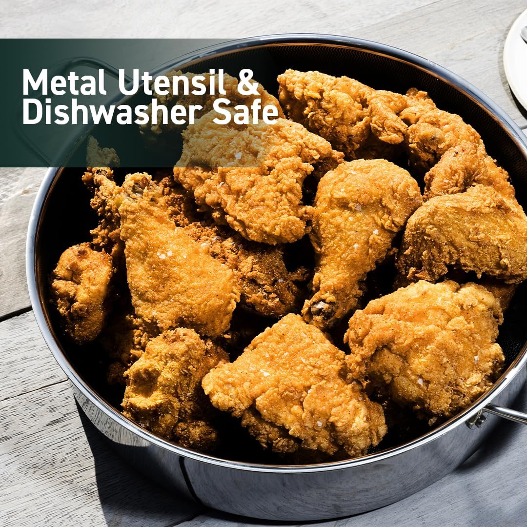 7-Quart Saute Pan and 12-Inch Frying Pan with Lid Set, Hybrid Nonstick Stainless Steel D633