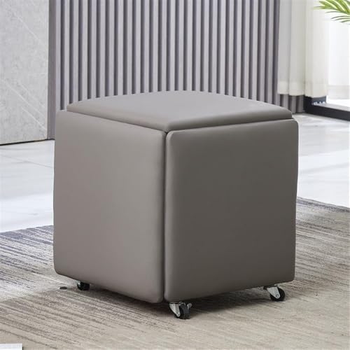 Brown Leather Rolling Cube Ottoman E812233