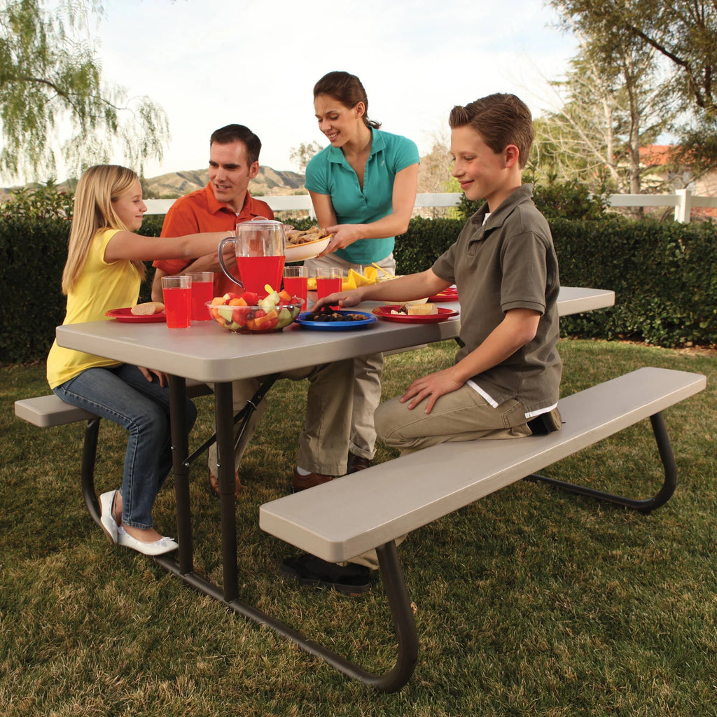 6 Foot Folding Picnic Table, Putty D393