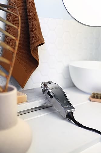 Professional Fade Master Hair Clipper, Adjustable Carbon Steel Fade Blade Clipper, Chrome, Silver O83536