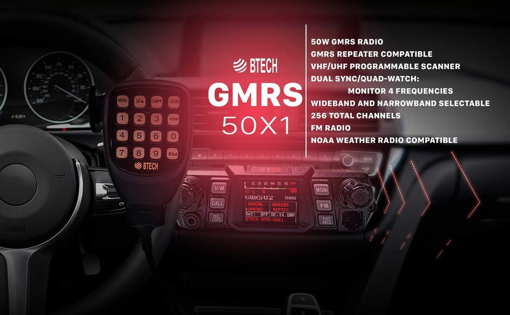 50 Watt GMRS Two-Way Radio with Dual Band Scanning Receiver W7853
