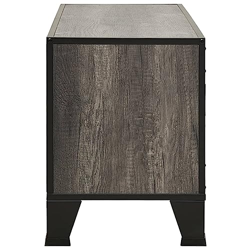 Gray Metal and MDF TV Stand with Mesh Doors and Shelf O4141