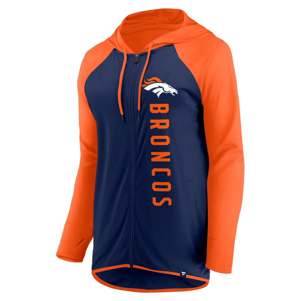 Navy Orange Denver Broncos Full-Zip Hoodie V565