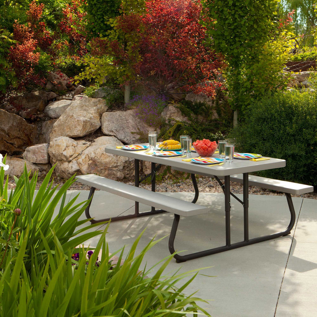 6 Foot Folding Picnic Table, Putty D393