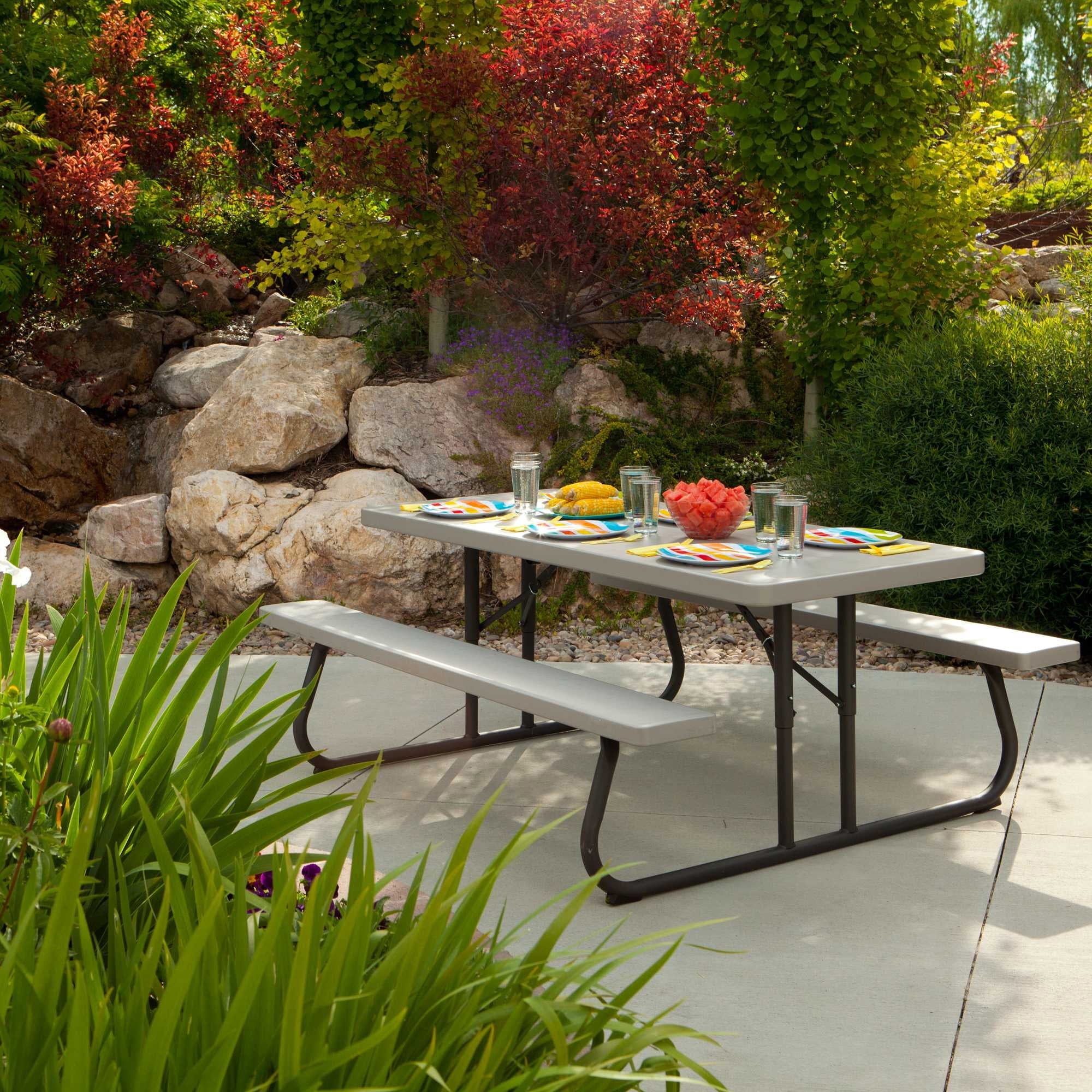 6 Foot Folding Picnic Table, Putty D393