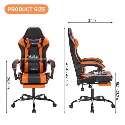 Ergonomic Gaming Chair with Footrest and Massage N92344