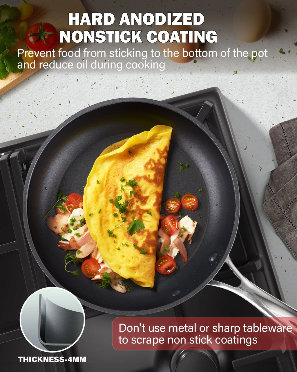 8-Piece Nonstick Hard Anodized Cookware Set N660