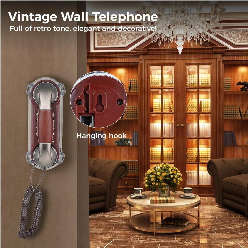 Vintage Wall-Mounted Telephone with Blue Indicator A4149