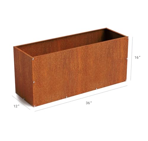 Corten Steel Cube Outdoor Planter Box, Large Raised Metal Garden Bed (12in x 12in x 12in) X8272