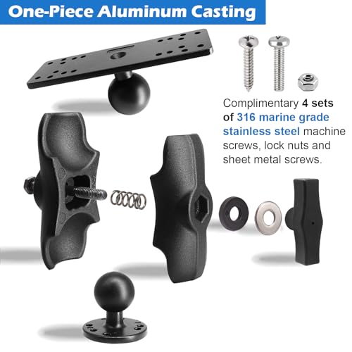 Aluminum Fish Finder Mount with 1.5" Ball, Medium Arm Marine Electronic Mount Y7426