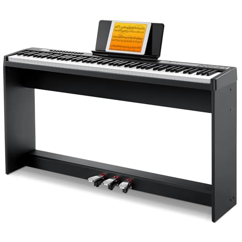 88 Keys Velocity-Sensitive Digital Piano with Removable Stand and Triple Pedal N7147